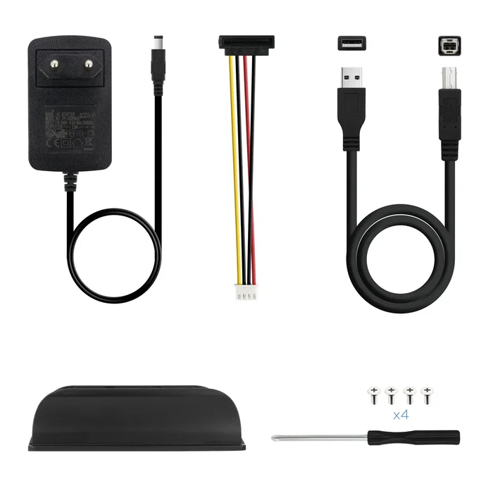 TooQ Caja Externa para Disco Duro HDD 3.5" SATA/IDE USB 2.0 TQE-3520B - Color Negro con Soporte y Acabados en Aluminio