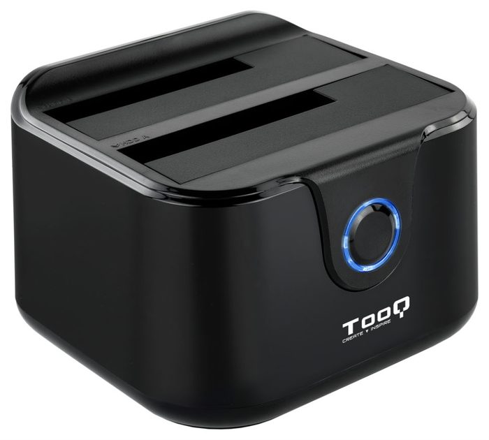 TOOQ TQDS-802 Dock Station para Disco Duro 2.5/3.5 SATA a USB 3.0 con Clonación OTB, Color Negro