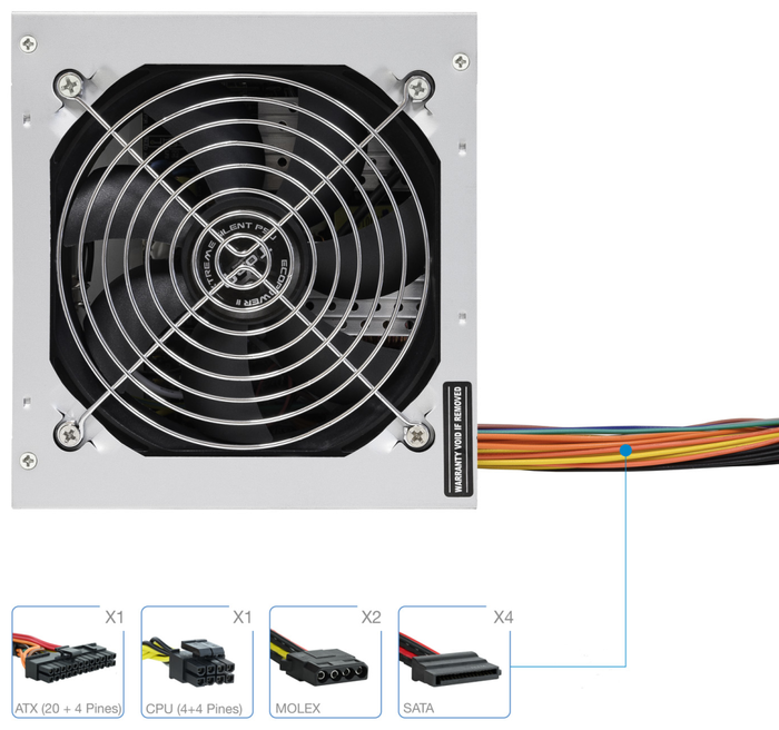 TOOQ Fuente de Alimentación EcoPower II TQEP-500SSE 500W Plata