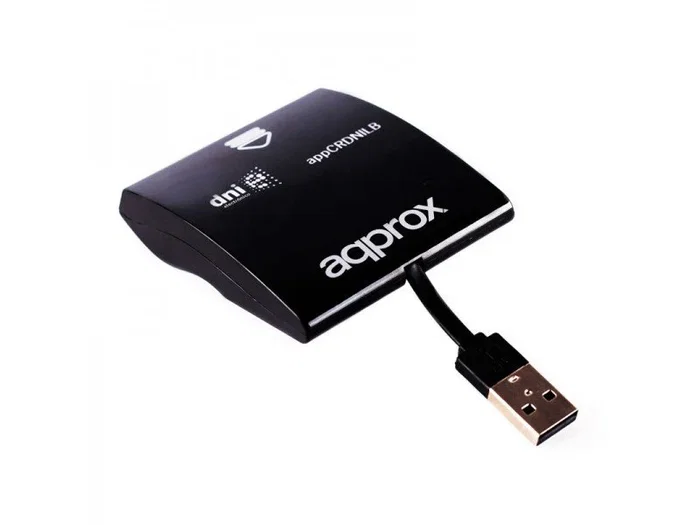 Approx APPCRDNILBV2 - Lector externo de tarjetas inteligentes USB 2.0 para DNI electrónico (DNIe) y tarjeta sanitaria, color negro