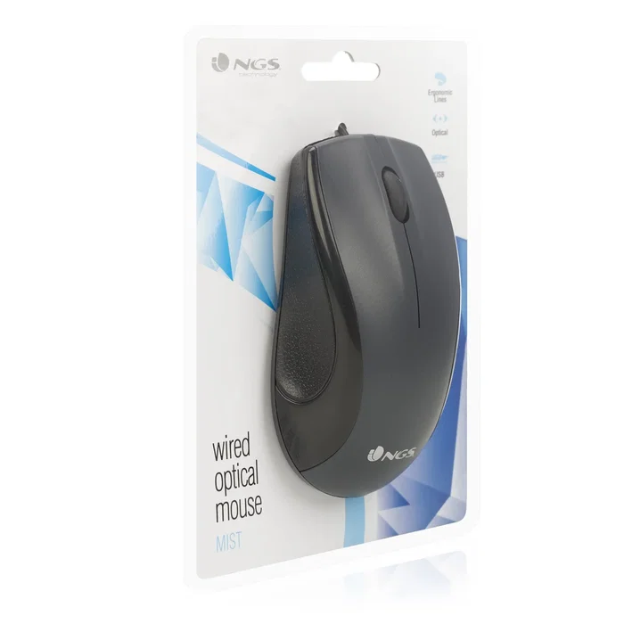 NGS Black Mist Ratón Óptico USB Negro