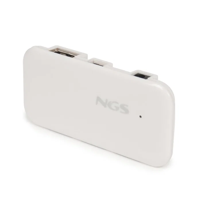 NGS Hub USB NGS-HUB-0032 - Hub de 4 Puertos USB 2.0, 480 Mbps, Tamaño Reducido y Portátil, Color Blanco