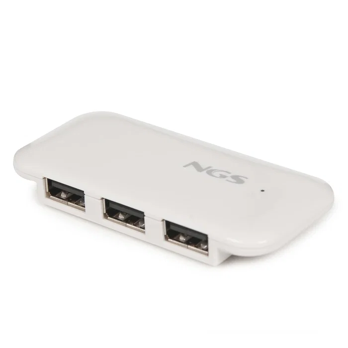 NGS Hub USB NGS-HUB-0032 - Hub de 4 Puertos USB 2.0, 480 Mbps, Tamaño Reducido y Portátil, Color Blanco