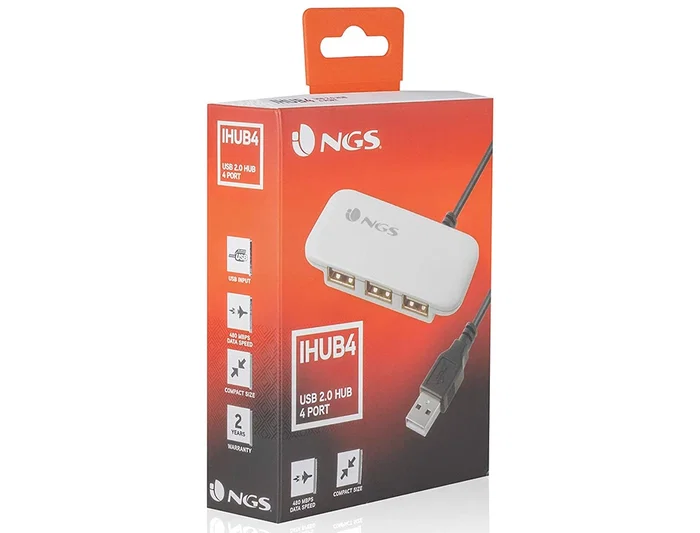 NGS Hub USB 2.0 de 4 puertos con tamaño reducido - IHUB4