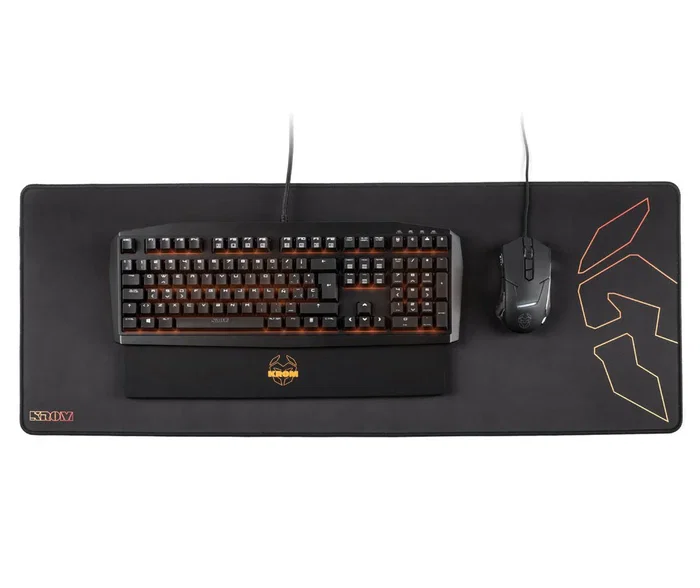 Krom Alfombrilla Gaming Knout XL Extended Extra Grande 900x350mm Tela Negra con Base de Goma