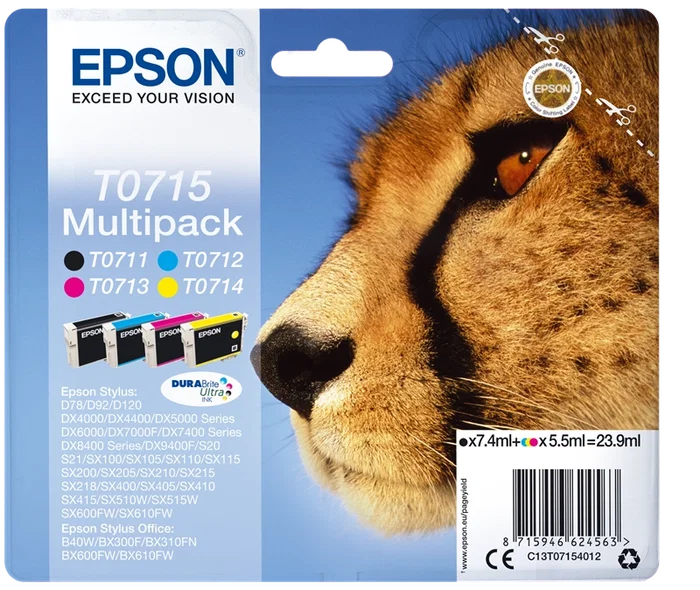 Epson T0715 Multipack Negro, Cian, Magenta y Amarillo Epson T0715 Multipack Negro, Cian, Magenta y Amarillo