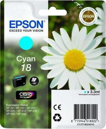 Epson Tinta Cyan N.º 18 para Expression Home Xp-102, Xp-205, Xp-305, Xp-405 (3ml)