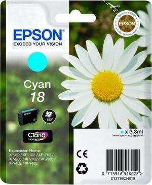 Epson Tinta Cyan N.º 18 para Expression Home Xp-102, Xp-205, Xp-305, Xp-405 (3ml) Epson Tinta Cyan N.º 18 para Expression Home Xp-102, Xp-205, Xp-305, Xp-405 (3ml)