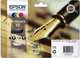 Epson Cartucho Tinta Negro, Cyan, Magenta, Amarillo Durabrite Ultra Ink Nº 16 Pack 4 Colores