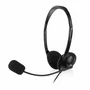 Ewent EW3563 Auriculares Diadema Alámbricos con Micrófono Boom para Llamadas VoIP/Skype y Música - Negro, Conector 3.5 mm, Supraaural, Cable 2.1 m