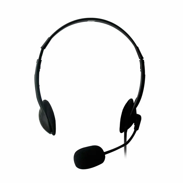 Ewent EW3563 Auriculares Diadema Alámbricos con Micrófono Boom para Llamadas VoIP/Skype y Música - Negro, Conector 3.5 mm, Supraaural, Cable 2.1 m