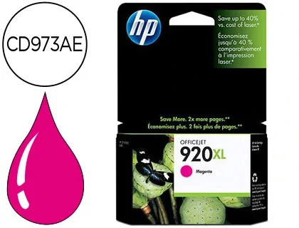 HP Cartucho de Tinta 920XL Original Magenta Alta Capacidad, CD973AE