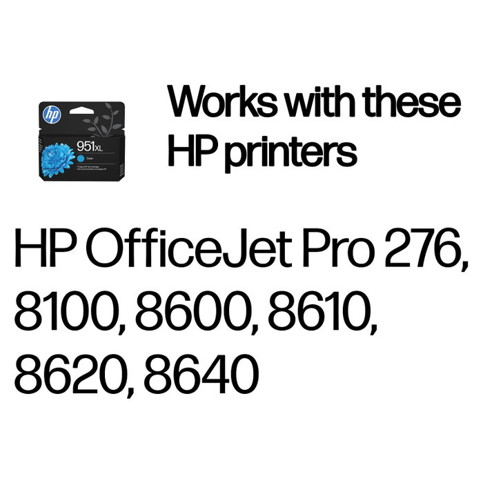HP Cartucho de Tinta 951XL Cian de Alta Capacidad (CN046AE) inevitablemente original