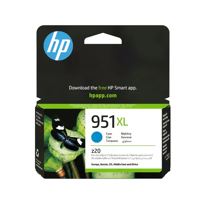 HP 951XL/CN046AE Cartucho de Tinta Original Alto Rendimiento (XL) Cian para OfficeJet Pro 8100/8600/276/8610/8620/8640, Alta Capacidad ~1500 páginas