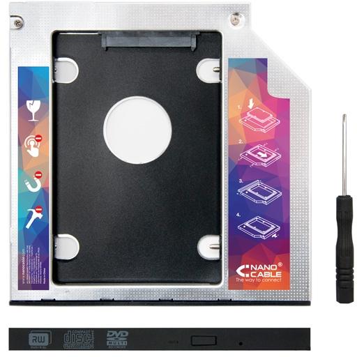 Nanocable Adaptador Disco Duro 2,5" 7,0 mm a Unidad Óptica Portátil 9,5 mm