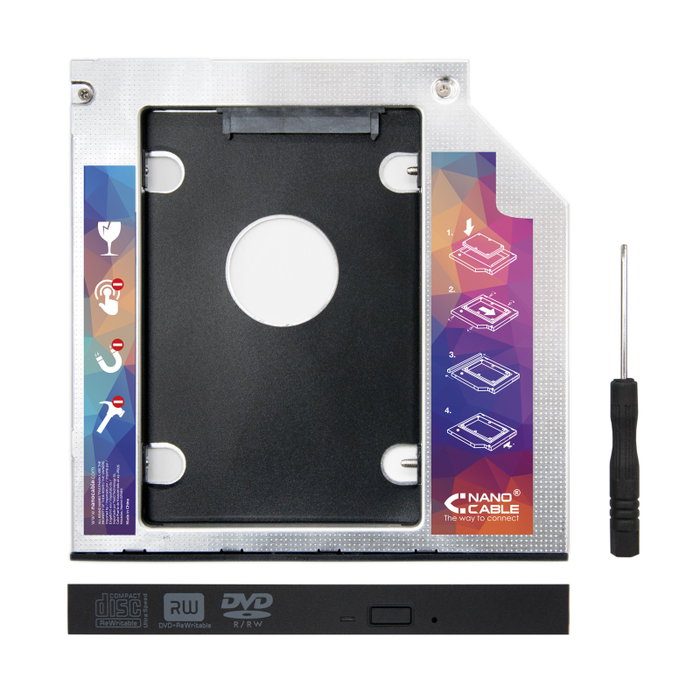 Nanocable Adaptador SATA 10.99.0102 para disco duro de 2,5 pulg en unidad óptica de 12,7 mm Nanocable Adaptador SATA 10.99.0102 para disco duro de 2,5 pulg en unidad óptica de 12,7 mm