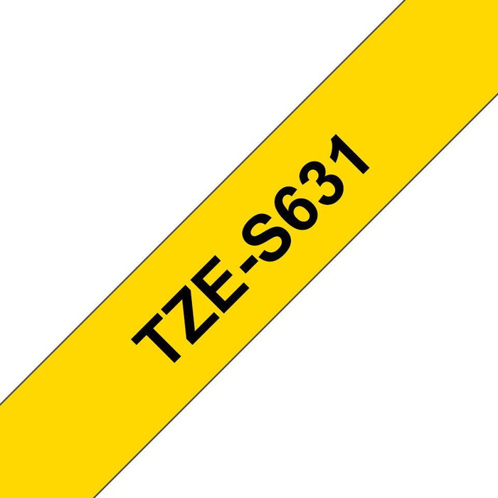 Brother TZeS-631 Cinta Laminada Super Adhesiva 12mm Amarillo/Negro