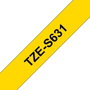 Brother TZeS-631 Cinta Laminada Super Adhesiva 12mm Amarillo/Negro