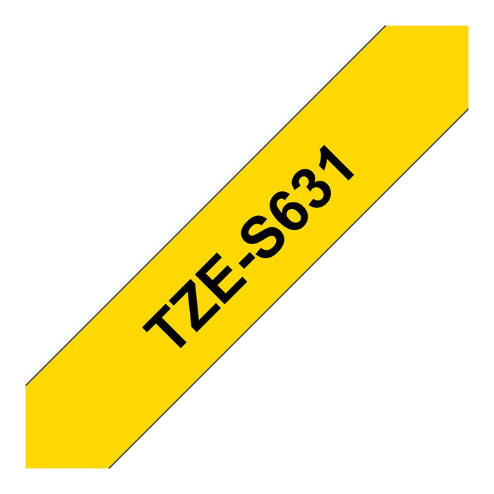 Brother TZeS-631 Cinta Laminada Super Adhesiva 12mm Amarillo/Negro Brother TZeS-631 Cinta Laminada Super Adhesiva 12mm Amarillo/Negro