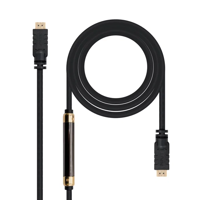 Nanocable 10.15.1830 Cable HDMI 30 m con Repetidor - HDMI 1.4 Alta Velocidad Macho-Macho - 4K@30Hz HDR, Ethernet ARC, 10.2 Gbps, 340 MHz, 24K Oro OFC - Negro