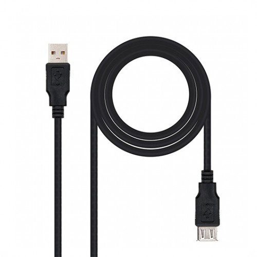 Nanocable Cable Alargador USB 2.0 Macho a Hembra 1,8 m Negro