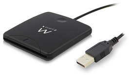 Ewent EW1052 - Lector de tarjetas externo USB 2.0 para DNI electrónico y Tarjeta Sanitaria, Negro
