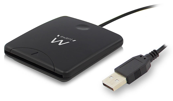 Ewent EW1052 - Lector de tarjetas externo USB 2.0 para DNI electrónico y Tarjeta Sanitaria, Negro