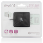 Ewent EW1052 - Lector de tarjetas externo USB 2.0 para DNI electrónico y Tarjeta Sanitaria, Negro