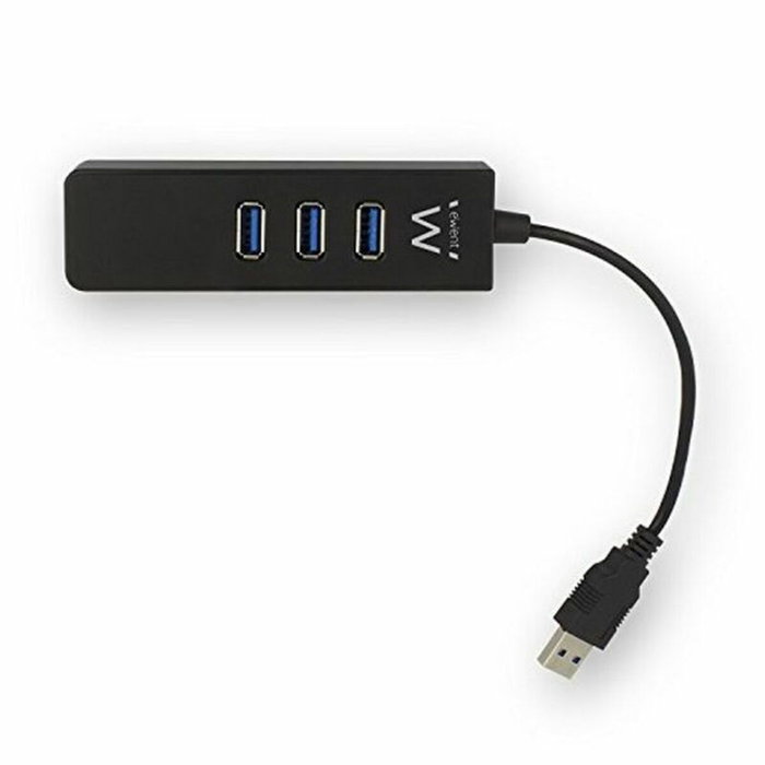 Ewent EW1140 Hub USB 3.2 Gen 1 con 3 puertos USB y puerto Gigabit LAN, Negro Ewent EW1140 Hub USB 3.2 Gen 1 con 3 puertos USB y puerto Gigabit LAN, Negro