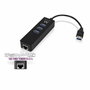 Ewent EW1140 Hub USB 3.2 Gen 1 con 3 puertos USB y puerto Gigabit LAN, Negro