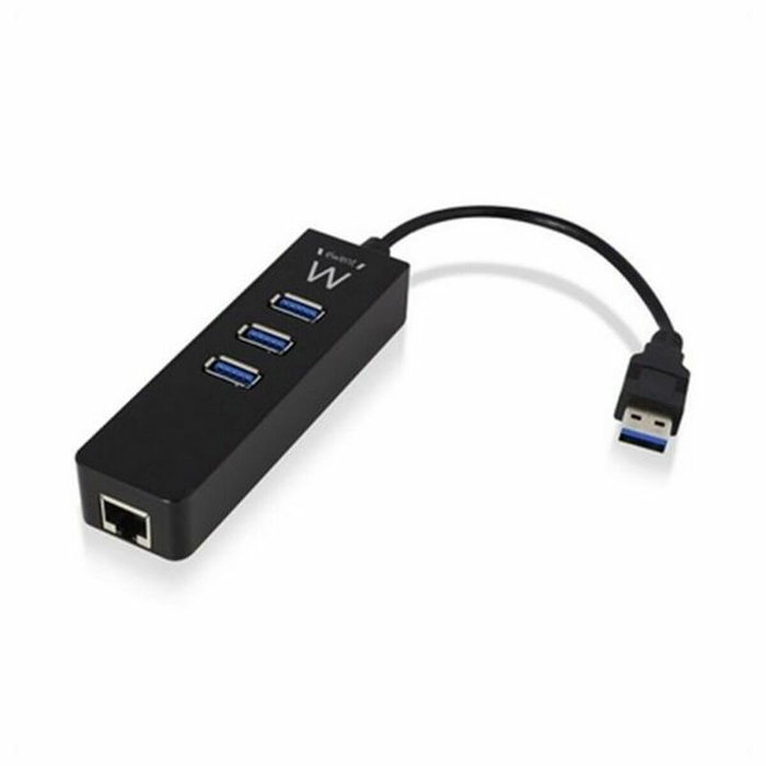 Ewent EW1140 Hub USB 3.2 Gen 1 con 3 puertos USB y puerto Gigabit LAN, Negro Ewent EW1140 Hub USB 3.2 Gen 1 con 3 puertos USB y puerto Gigabit LAN, Negro