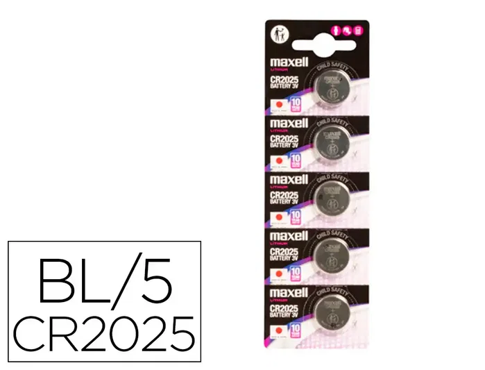Maxell Pilas de Litio CR2025 3V - Pack de 5 unidades