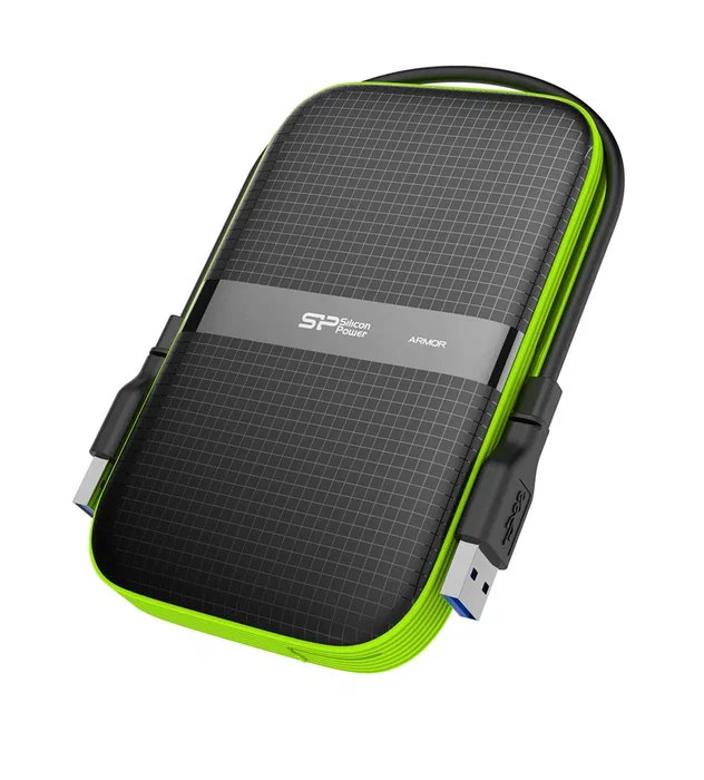 Silicon Power Armor A60 Disco Duro Externo HDD 2TB 2.5" USB 3.2 Gen 1, Resistente al Agua IPX4 y Golpes, Negro