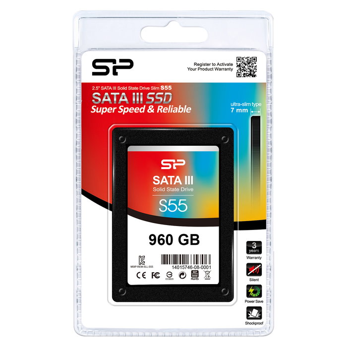 Silicon Power S55 SSD Interno 2.5" 960GB SATA III 3D NAND TLC Negro - SP960GBSS3S55S25