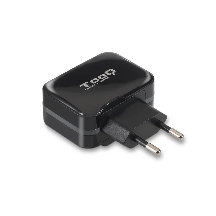 Tooq TQWC-1S02 Cargador de Pared USB 2 Puertos, 5V 3.4A 17W con Chip Inteligente AI, Negro - Para Smartphone, Tablet, GPS, MP3/MP4, Consolas Portátiles