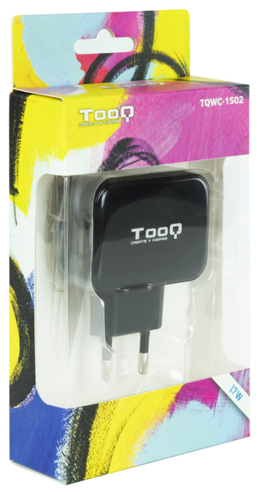 Tooq TQWC-1S02 Cargador de Pared 2xUSB Negro