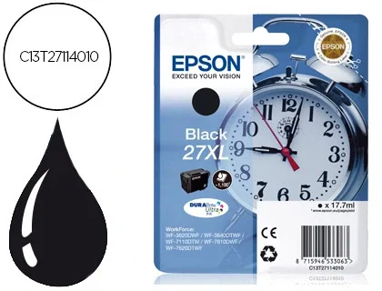 Epson Tinta Original Ink-jet 27XL WF-3620 / 3640 / 7110 / 7610 / 7620 - Negro - 1.100 páginas Epson Tinta Original Ink-jet 27XL WF-3620 / 3640 / 7110 / 7610 / 7620 - Negro - 1.100 páginas