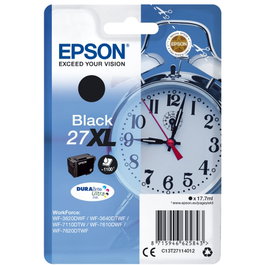 Epson Cartucho de Tinta 27XL Negro para WorkForce WF-3000 y WF-7000, T27114012.</h3><p>El cartucho de tinta Epson 27XL negro utiliza la tecnología DURABrite Ultra, diseñada para producir documentos profesionales con calidad comparable a la láser. Gracias a su sistema de tintas pigmentadas, los documentos resultantes son resistentes al agua, a las manchas y a la tinta de rotulador, además de contar con un secado rápido ideal para la impresión dúplex.</p><ul><li><strong>Tipo de tinta:</strong> Tinta a base de pigmentos DURABrite Ultra.</li><li><strong>Color:</strong> Negro.</li><li><strong>Capacidad de tinta:</strong> 17,7 ml.</li><li><strong>Rendimiento de impresión:</strong> Aproximadamente 1.100 páginas.</li><li><strong>Tipo de cartucho:</strong> Alto rendimiento (XL).</li><li><strong>Código OEM:</strong> C13T27114012 / T271140.</li></ul><p>Los cartuchos independientes de Epson permiten ahorrar dinero al sustituir únicamente el color agotado. Este modelo de alta capacidad (XL) es ideal para impresiones de grandes volúmenes, permitiendo una mayor eficiencia en el coste por página.</p><ul><li><strong>Compatibilidad:</strong> Epson WorkForce WF-3620, WF-3640, WF-7110, WF-7610, WF-7620, WF-7720DTWF, WF-7715DWF, WF-7710DWF, WF-7620DTWF, WF-7610DWF, WF-7210DTW, WF-7110DTW, WF-3640DTWF, WF-3620DWF, WF-3000 y WF-7000.</li></ul>