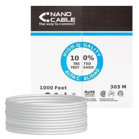 Nano Cable 10.20.0304 Cable RJ45 UTP Cat.5e, Rigido AWG24, 305m, Gris Nano Cable 10.20.0304 Cable RJ45 UTP Cat.5e, Rigido AWG24, 305m, Gris