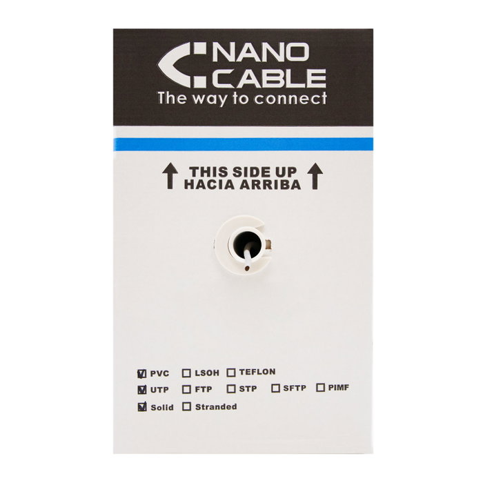 Nanocable Bobina de Cable Red RJ45 Cat.5e UTP Rígido AWG24, 305 m, Gris