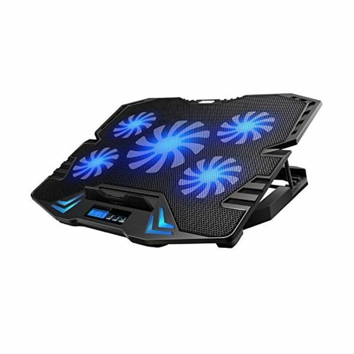 EWENT Base de refrigeración EW1259 para portátiles de hasta 17 pulgadas con 5 ventiladores y LED azul