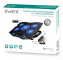 EWENT Base de refrigeración EW1259 para portátiles de hasta 17 pulgadas con 5 ventiladores y LED azul