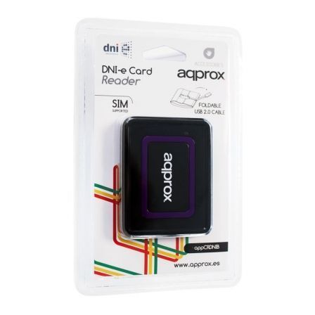 Approx Lector de Tarjetas Externo APPCRDNIB USB 2.0 para DNIe, Smart Cards y SIM, 7 Ranuras, Compatible con Windows