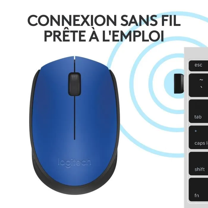 Logitech M171 Ratón Inalámbrico Azul/Negro, 1000 DPI, 2.4 GHz