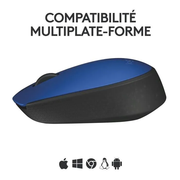 Logitech M171 Ratón Inalámbrico Azul/Negro, 1000 DPI, 2.4 GHz
