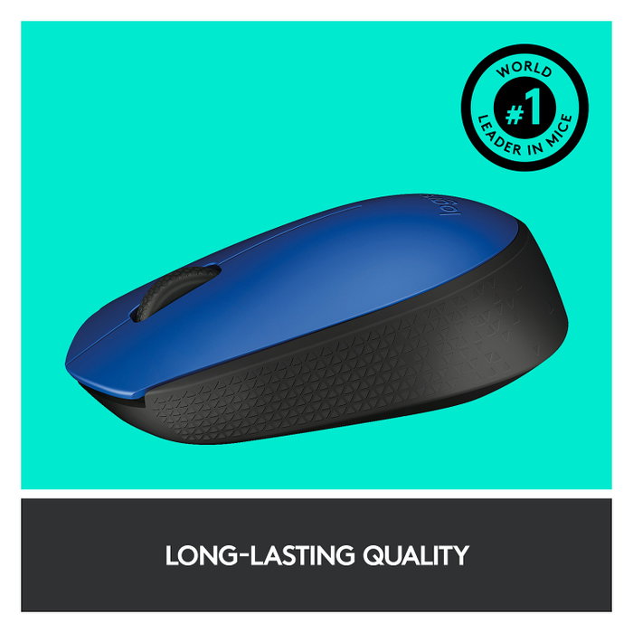 Logitech M171 Ratón Inalámbrico Azul/Negro, 1000 DPI, 2.4 GHz