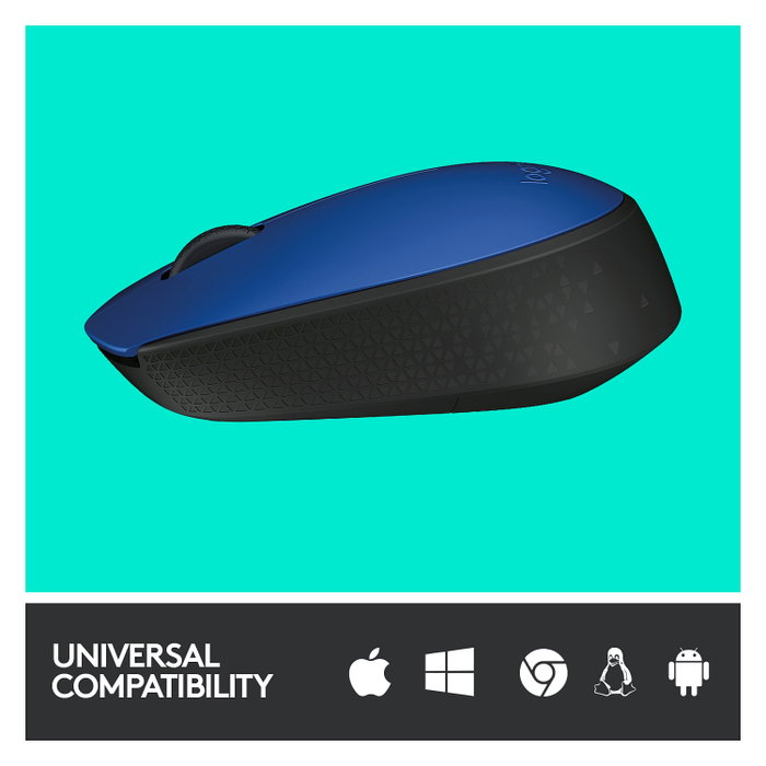 Logitech M171 Ratón Inalámbrico Azul/Negro, 1000 DPI, 2.4 GHz