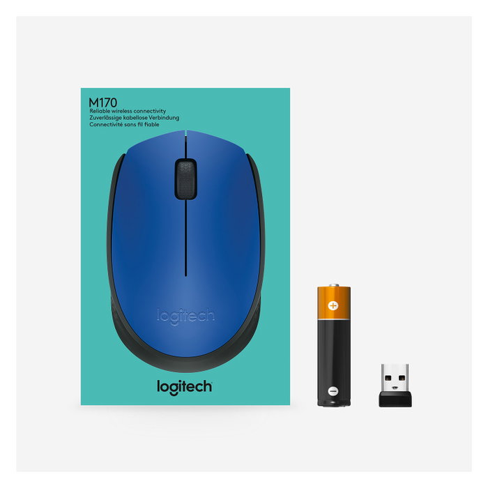 Logitech M171 Ratón Inalámbrico Azul/Negro, 1000 DPI, 2.4 GHz