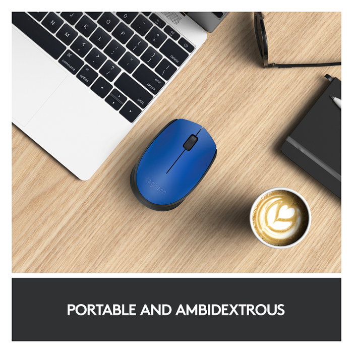 Logitech M171 Ratón Inalámbrico Azul/Negro, 1000 DPI, 2.4 GHz