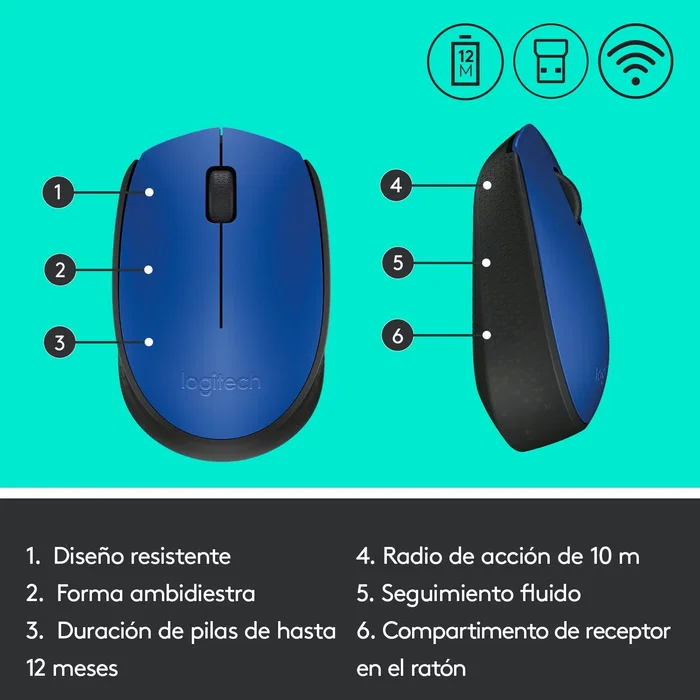 Logitech M171 Ratón Inalámbrico Azul Logitech M171 Ratón Inalámbrico Azul